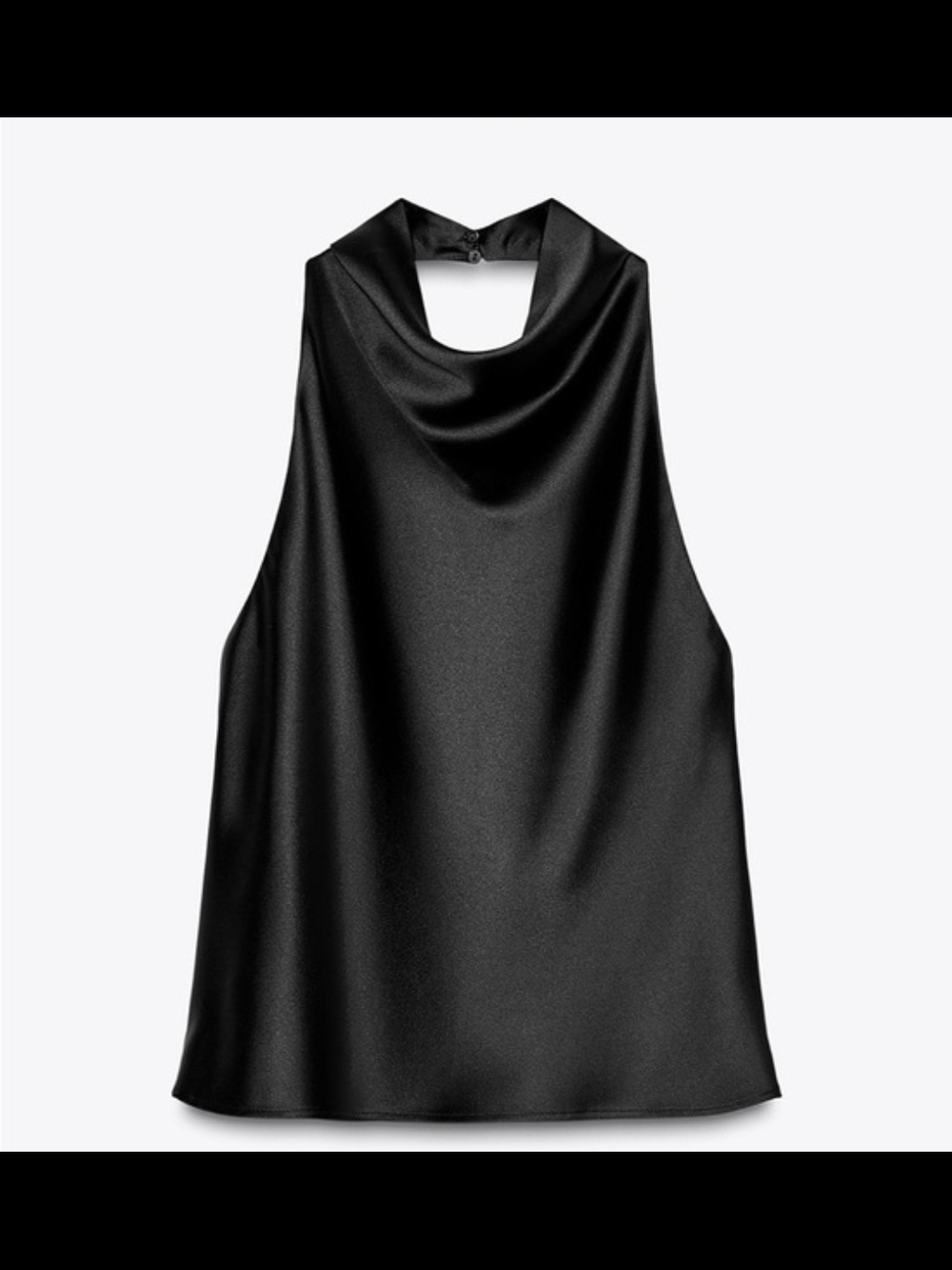Zara Black Satin Halter Top